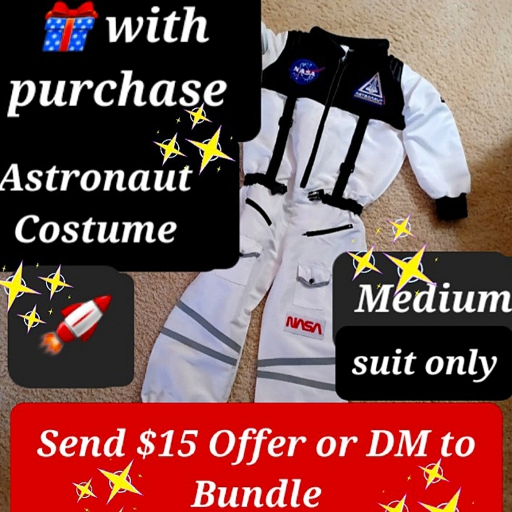 👩‍🚀 NASA Astronaut Halloween Costume White suit boy /girl medium* Suit Only
